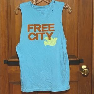FREECITY distressed muscle tee light blue women’s M